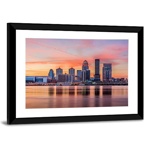 Downtown Louisville Skyline Canvas Wall Art-5 Horizontal-Gallery Wrap-22" x 12"-Tiaracle