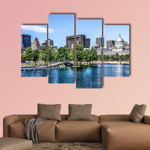 Montreal Behind Lake Canvas Wall Art-4 Pop-Gallery Wrap-50" x 32"-Tiaracle