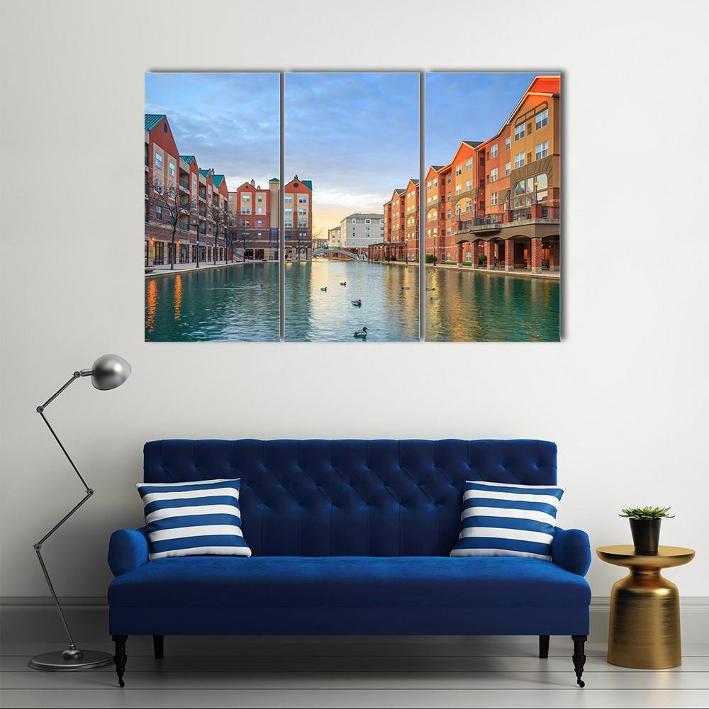 Downtown Of Indianapolis Canvas Wall Art-3 Horizontal-Gallery Wrap-37" x 24"-Tiaracle