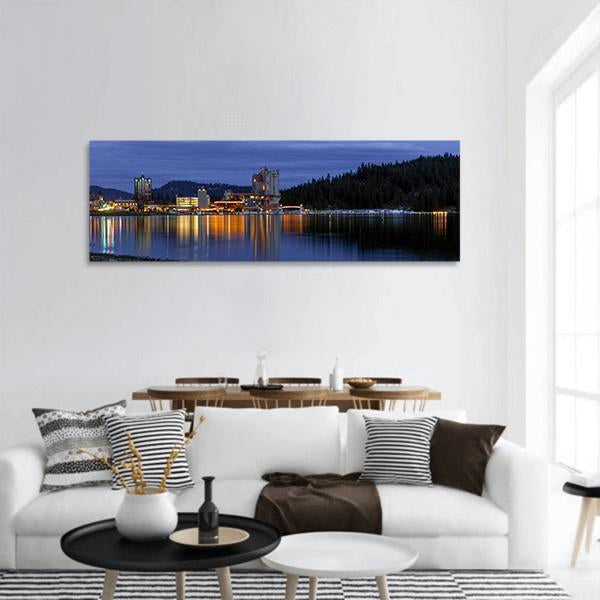 Downtown Coeur d'Alene Panoramic Canvas Wall Art-1 Piece-36" x 12"-Tiaracle