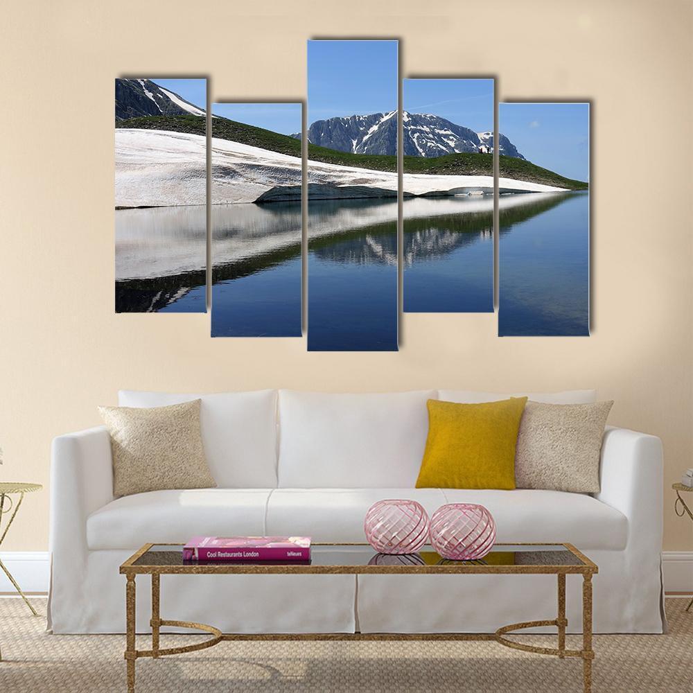 Dragon Lake & Astraka Peak Canvas Wall Art-5 Pop-Gallery Wrap-47" x 32"-Tiaracle