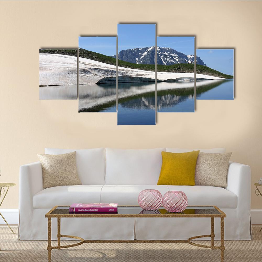 Dragon Lake & Astraka Peak Canvas Wall Art-5 Star-Gallery Wrap-62" x 32"-Tiaracle