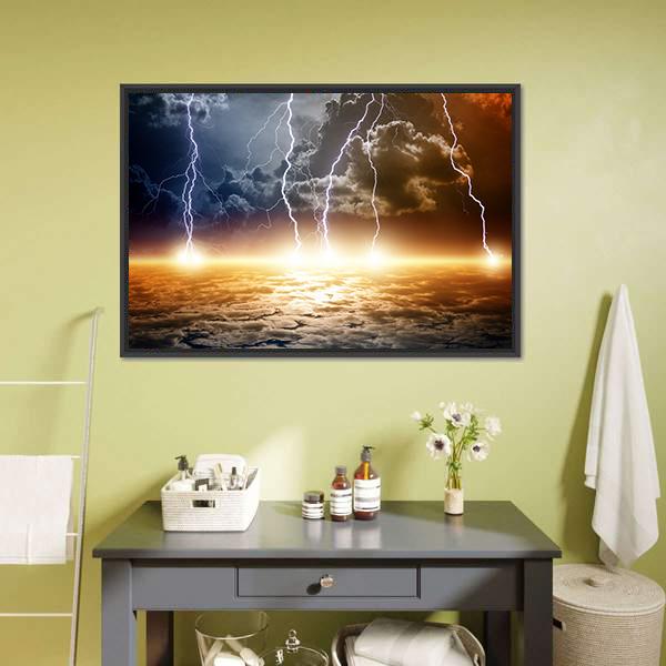 Dramatic Bright Lightning Canvas Wall Art-5 Horizontal-Gallery Wrap-22" x 12"-Tiaracle