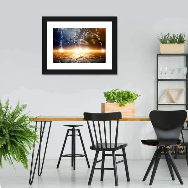 Dramatic Bright Lightning Canvas Wall Art-5 Horizontal-Gallery Wrap-22" x 12"-Tiaracle