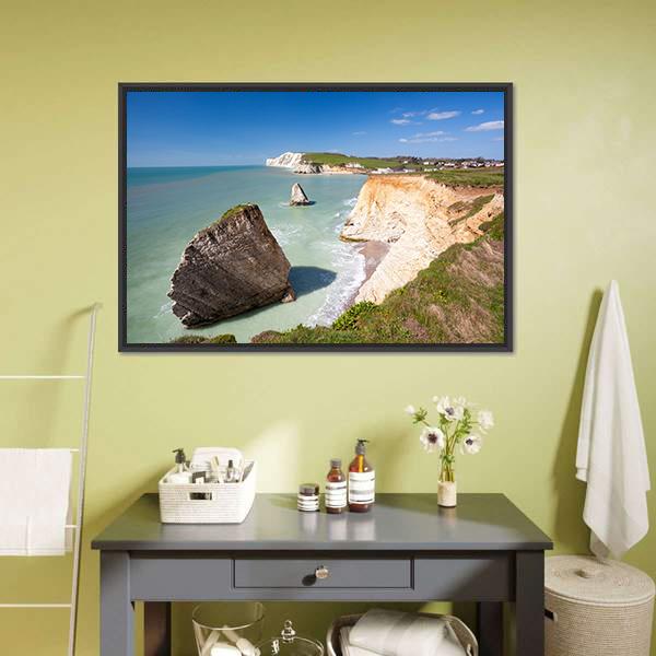 Dramatic Chalk Cliffs Canvas Wall Art-5 Horizontal-Gallery Wrap-22" x 12"-Tiaracle