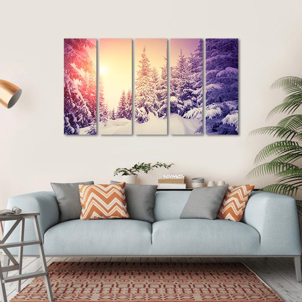 Dramatic Wintry Scene Canvas Wall Art-5 Horizontal-Gallery Wrap-22" x 12"-Tiaracle