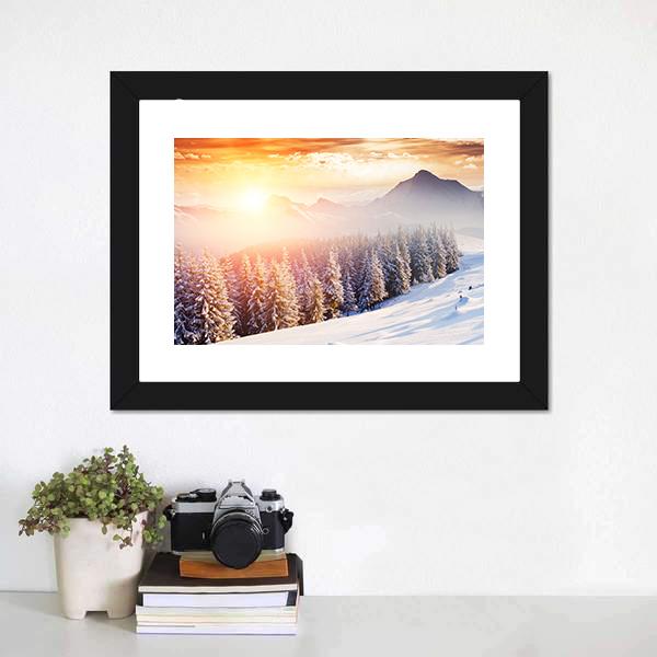 Dramatic Wintry Scenery Canvas Wall Art-1 Piece-Framed Print-20" x 16"-Tiaracle