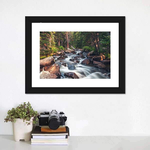 Dreamy Mountain Stream Canvas Wall Art-3 Horizontal-Gallery Wrap-25" x 16"-Tiaracle
