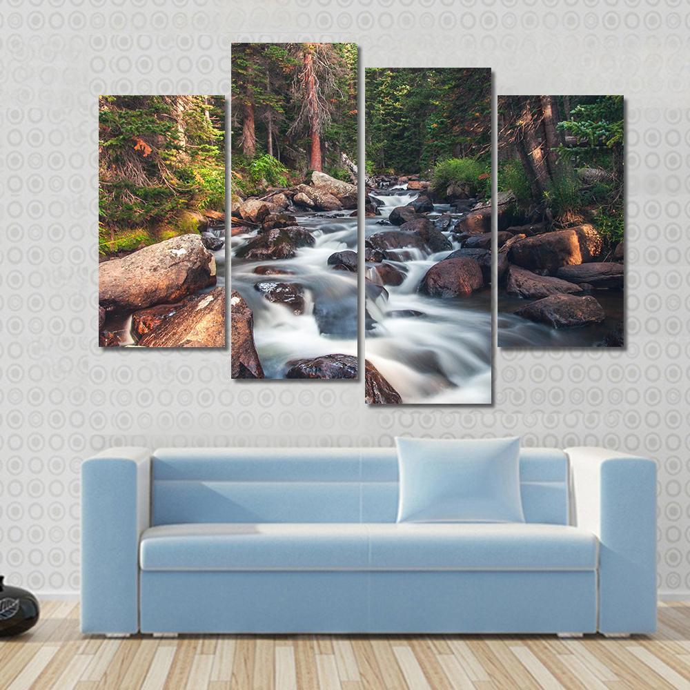 Dreamy Mountain Stream Canvas Wall Art-4 Pop-Gallery Wrap-50" x 32"-Tiaracle