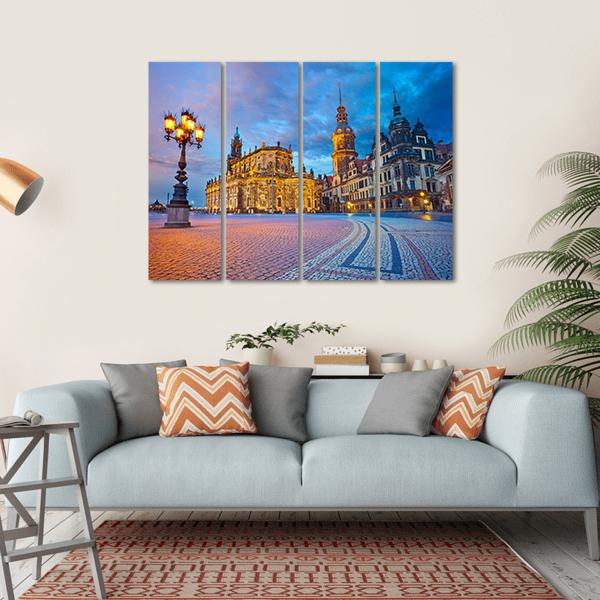 Dresden During Twilight Canvas Wall Art-4 Horizontal-Gallery Wrap-34" x 24"-Tiaracle