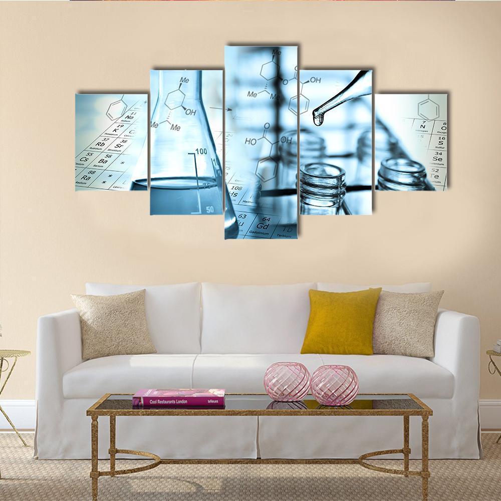 Dropping Liquid To Test Tube Canvas Wall Art-5 Star-Gallery Wrap-62" x 32"-Tiaracle