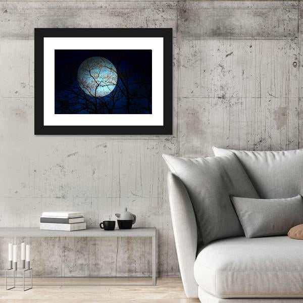 Dry Tree In Dark Night Canvas Wall Art-5 Horizontal-Gallery Wrap-22" x 12"-Tiaracle