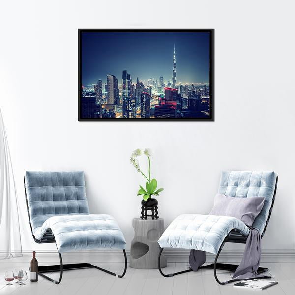 Dubai Cityscape Panoramic Canvas Wall Art-1 Piece-36" x 12"-Tiaracle