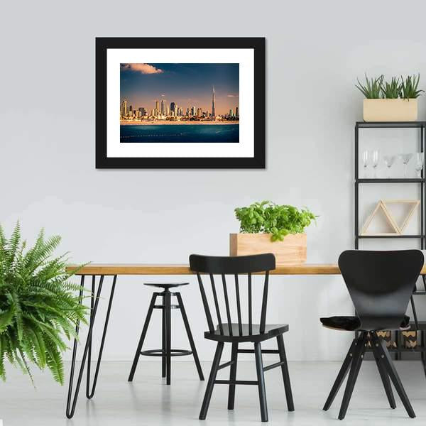 Dubai Downtown & Beach Panoramic Canvas Wall Art-1 Piece-36" x 12"-Tiaracle