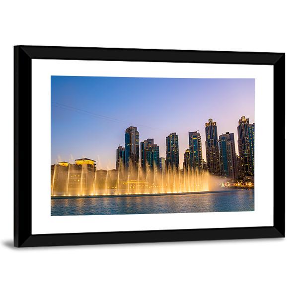 Dubai Fountain Panoramic Canvas Wall Art-1 Piece-36" x 12"-Tiaracle