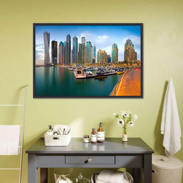 Dubai Marina Canvas Wall Art-5 Horizontal-Gallery Wrap-22" x 12"-Tiaracle