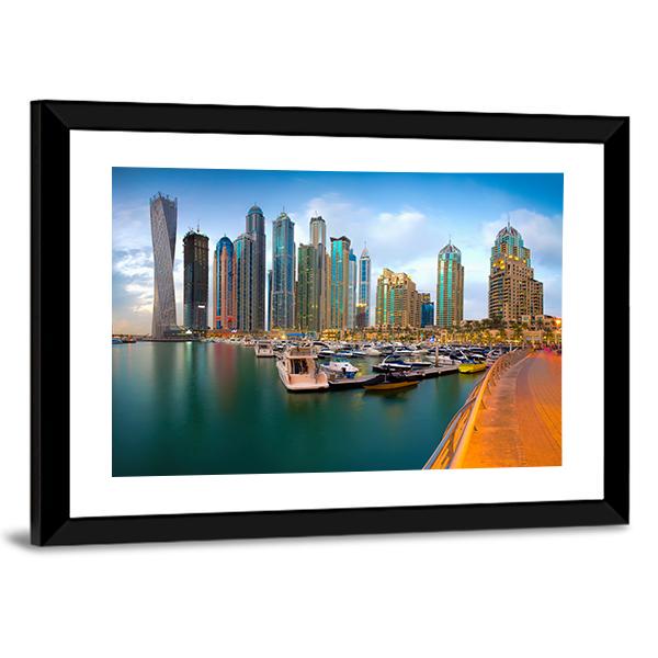 Dubai Marina Canvas Wall Art-5 Horizontal-Gallery Wrap-22" x 12"-Tiaracle