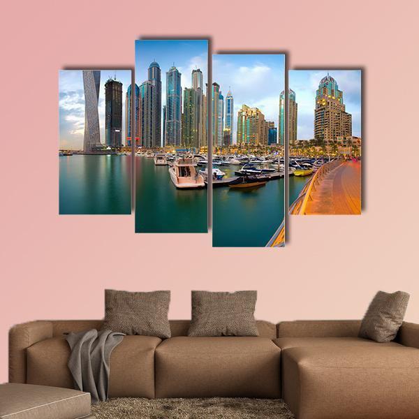 Dubai Marina Canvas Wall Art-4 Pop-Gallery Wrap-50" x 32"-Tiaracle