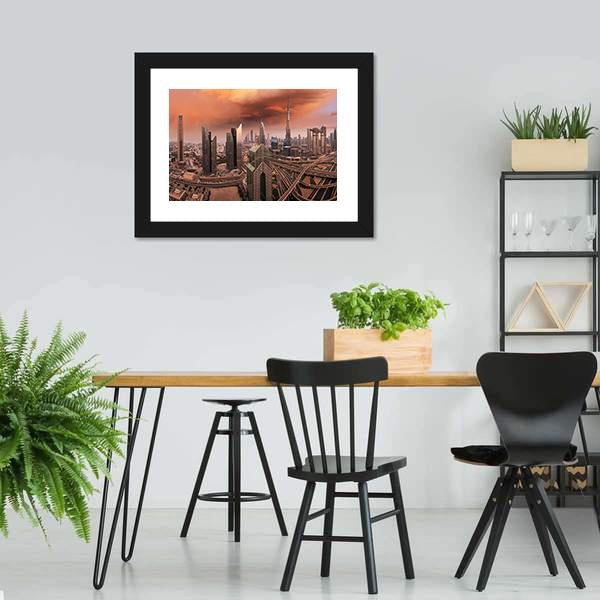 Dubai Skyline Panoramic Canvas Wall Art-1 Piece-36" x 12"-Tiaracle