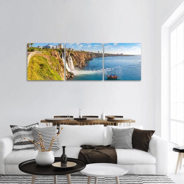 Duden Waterfall Panoramic Canvas Wall Art-3 Piece-25" x 08"-Tiaracle