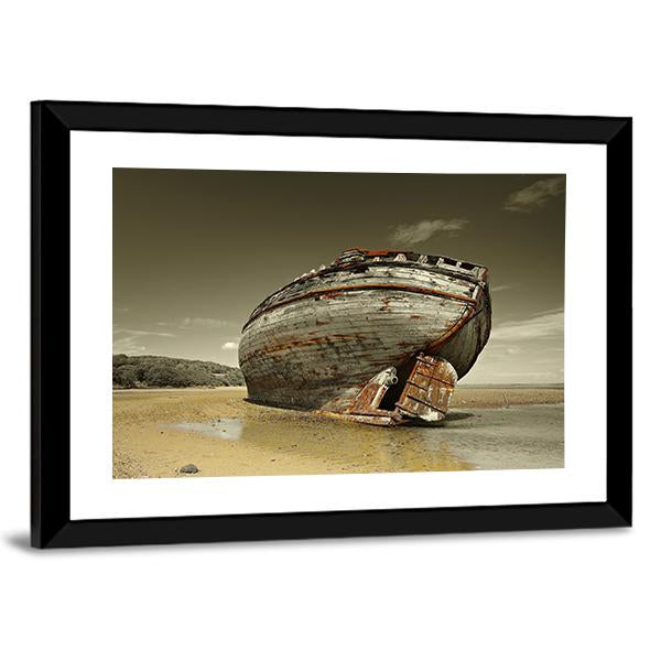 Dulas Bay Shipwreck Canvas Wall Art-5 Horizontal-Gallery Wrap-22" x 12"-Tiaracle