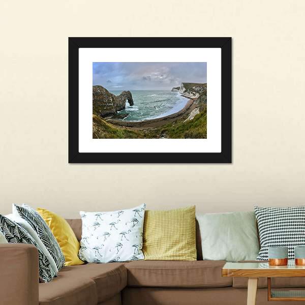 Durdle Door Beach Panoramic Canvas Wall Art-1 Piece-36" x 12"-Tiaracle