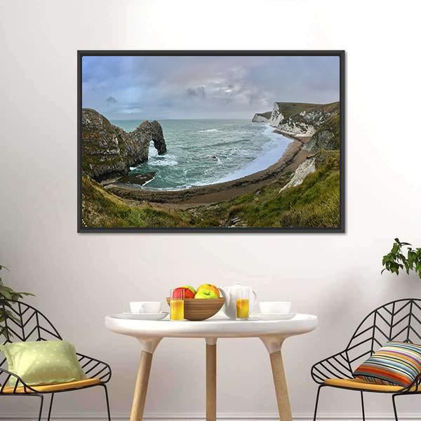 Durdle Door Beach Panoramic Canvas Wall Art-1 Piece-36" x 12"-Tiaracle