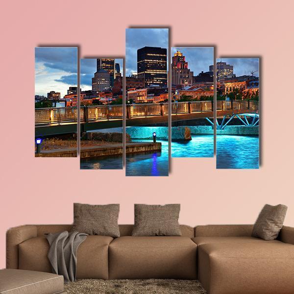 Old Street In Montreal Canvas Wall Art-5 Pop-Gallery Wrap-47" x 32"-Tiaracle