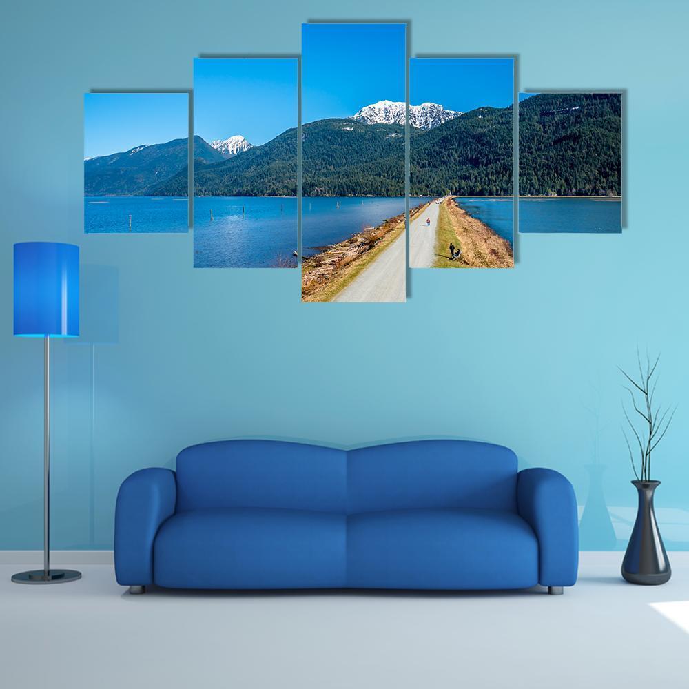 Dyke Separating Pitt Lake Canvas Wall Art-5 Star-Gallery Wrap-62" x 32"-Tiaracle
