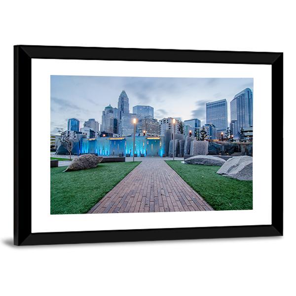 Early Morning Over Charlotte Canvas Wall Art-5 Horizontal-Gallery Wrap-22" x 12"-Tiaracle