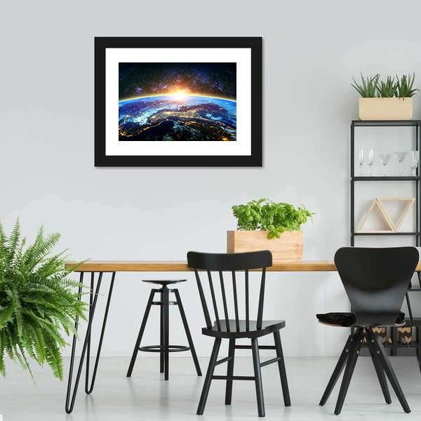 Earth & Galaxy View Canvas Wall Art-3 Horizontal-Gallery Wrap-25" x 16"-Tiaracle