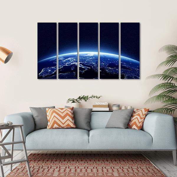 Earth At Night Canvas Wall Art-5 Horizontal-Gallery Wrap-22" x 12"-Tiaracle