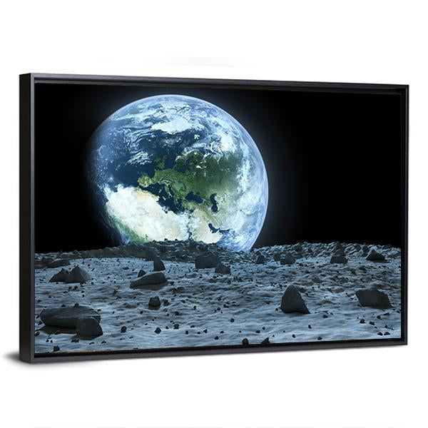 Earth From Moon Canvas Wall Art-3 Horizontal-Gallery Wrap-25" x 16"-Tiaracle