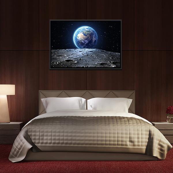 Earth From Moon Surface Canvas Wall Art-5 Horizontal-Gallery Wrap-22" x 12"-Tiaracle