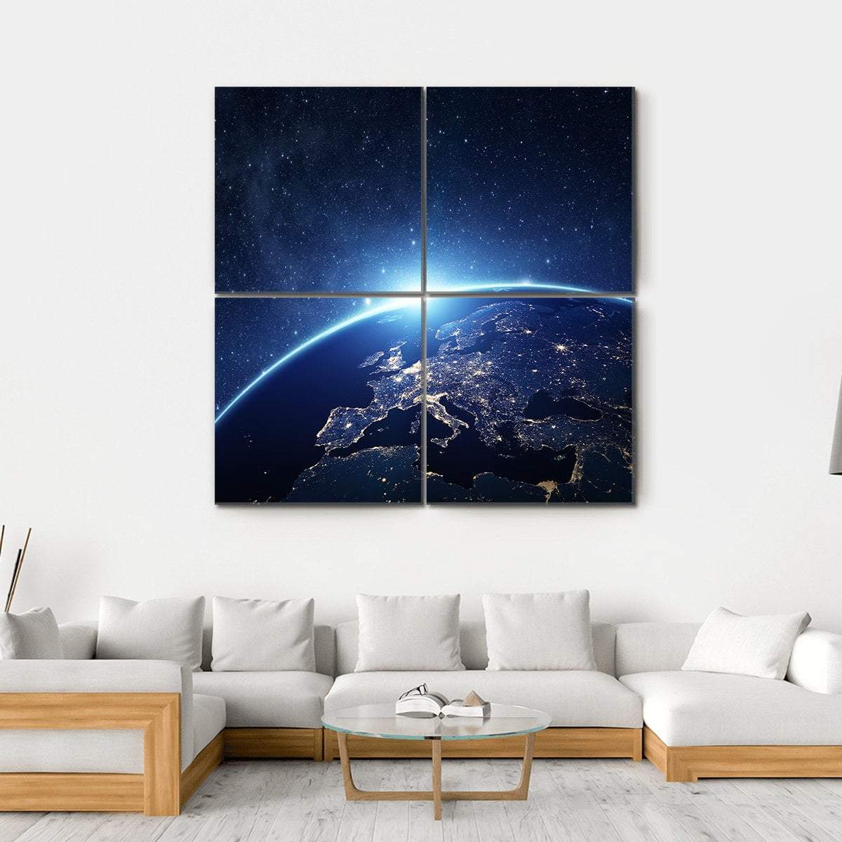 Earth From Space Canvas Wall Art-4 Square-Gallery Wrap-17" x 17"-Tiaracle