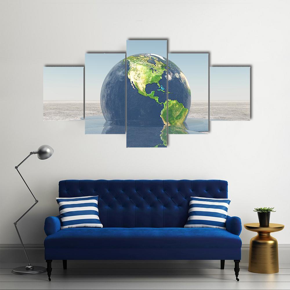 Earth Melting Into Water Canvas Wall Art-5 Star-Gallery Wrap-62" x 32"-Tiaracle
