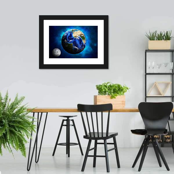 Earth Planet Canvas Wall Art-5 Horizontal-Gallery Wrap-22" x 12"-Tiaracle
