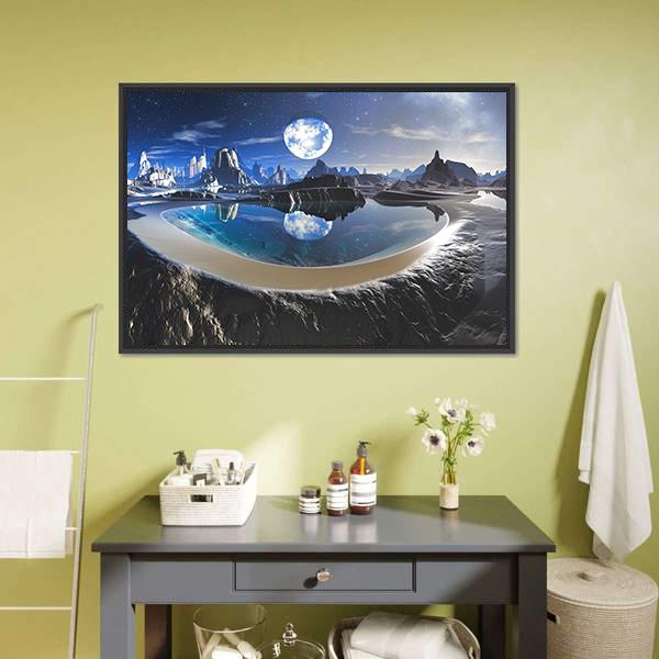 Earth Reflection In Crystal Pool Canvas Wall Art-5 Horizontal-Gallery Wrap-22" x 12"-Tiaracle