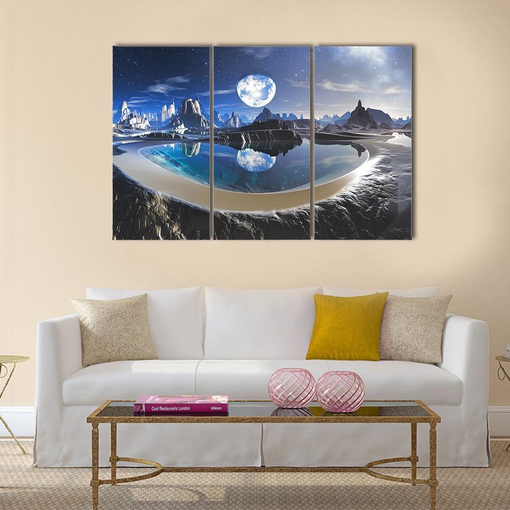 Earth Reflection In Crystal Pool Canvas Wall Art-3 Horizontal-Gallery Wrap-37" x 24"-Tiaracle