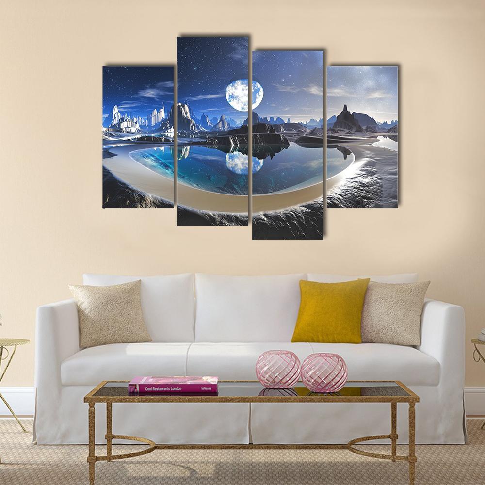 Earth Reflection In Crystal Pool Canvas Wall Art-4 Pop-Gallery Wrap-50" x 32"-Tiaracle