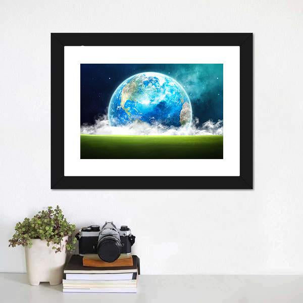 Earth Rising In Space Canvas Wall Art-3 Horizontal-Gallery Wrap-25" x 16"-Tiaracle