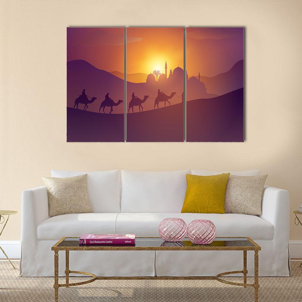 Desert Arabic Landscape Canvas Wall Art-3 Horizontal-Gallery Wrap-25" x 16"-Tiaracle