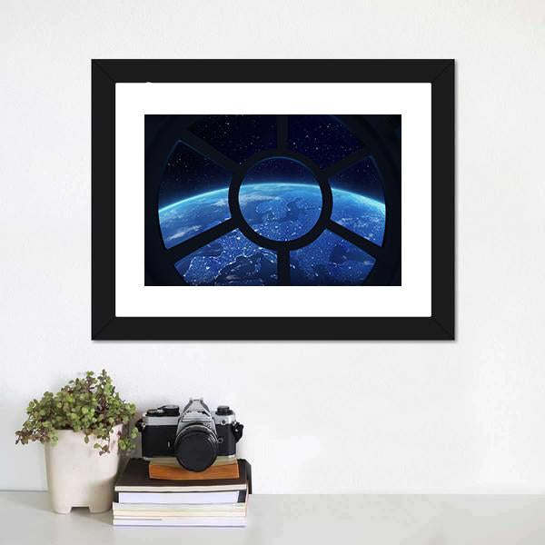 Earth View From Space Station Window Panoramic Canvas Wall Art-1 Piece-36" x 12"-Tiaracle