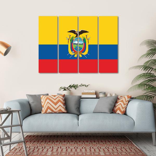 Ecuador Flag Canvas Wall Art-4 Horizontal-Gallery Wrap-34" x 24"-Tiaracle