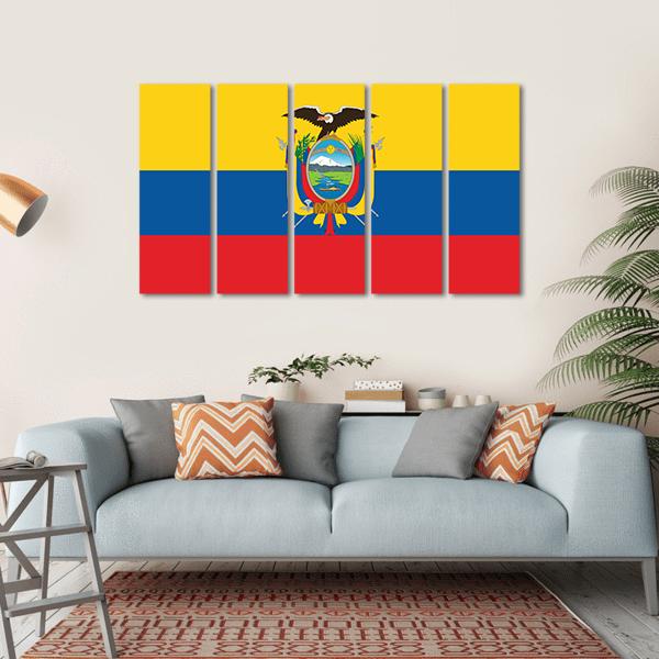 Ecuador Flag Canvas Wall Art-5 Horizontal-Gallery Wrap-22" x 12"-Tiaracle
