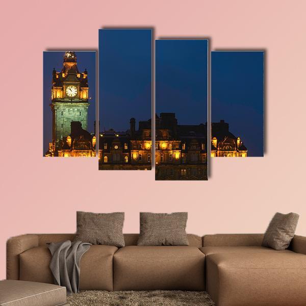 Balmoral Hotel Night View Canvas Wall Art-4 Pop-Gallery Wrap-50" x 32"-Tiaracle
