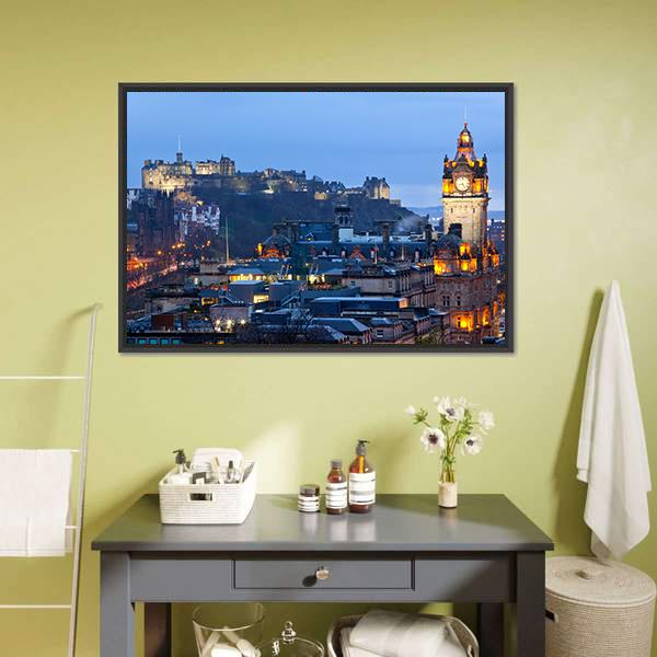 Edinburgh Castle Canvas Wall Art-5 Horizontal-Gallery Wrap-22" x 12"-Tiaracle