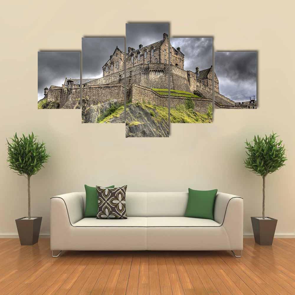 Edinburgh Castle Scotland Canvas Wall Art-5 Star-Gallery Wrap-42" x 21"-Tiaracle