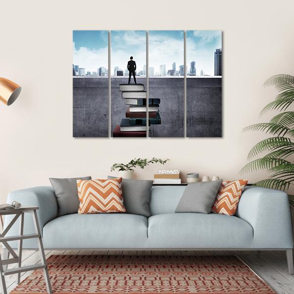 Education For Success Concept Canvas Wall Art-4 Horizontal-Gallery Wrap-34" x 24"-Tiaracle