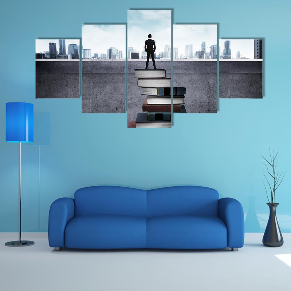 Education For Success Concept Canvas Wall Art-5 Star-Gallery Wrap-62" x 32"-Tiaracle